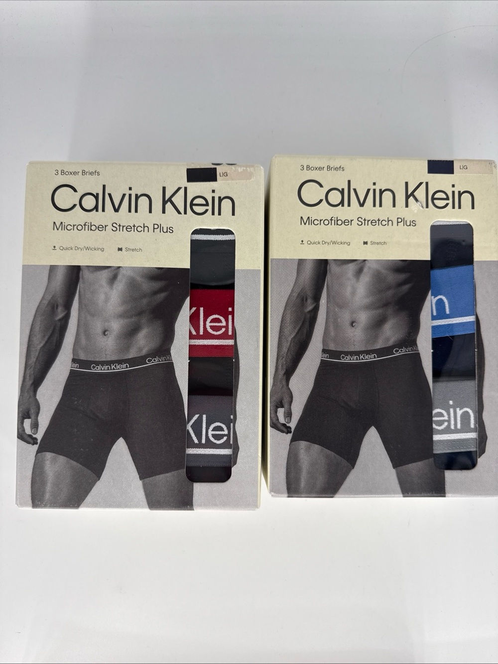 Two Sets Calvin Klein CK Men’s Microfiber Stretch Plus Boxer Briefs Large 6 Pair